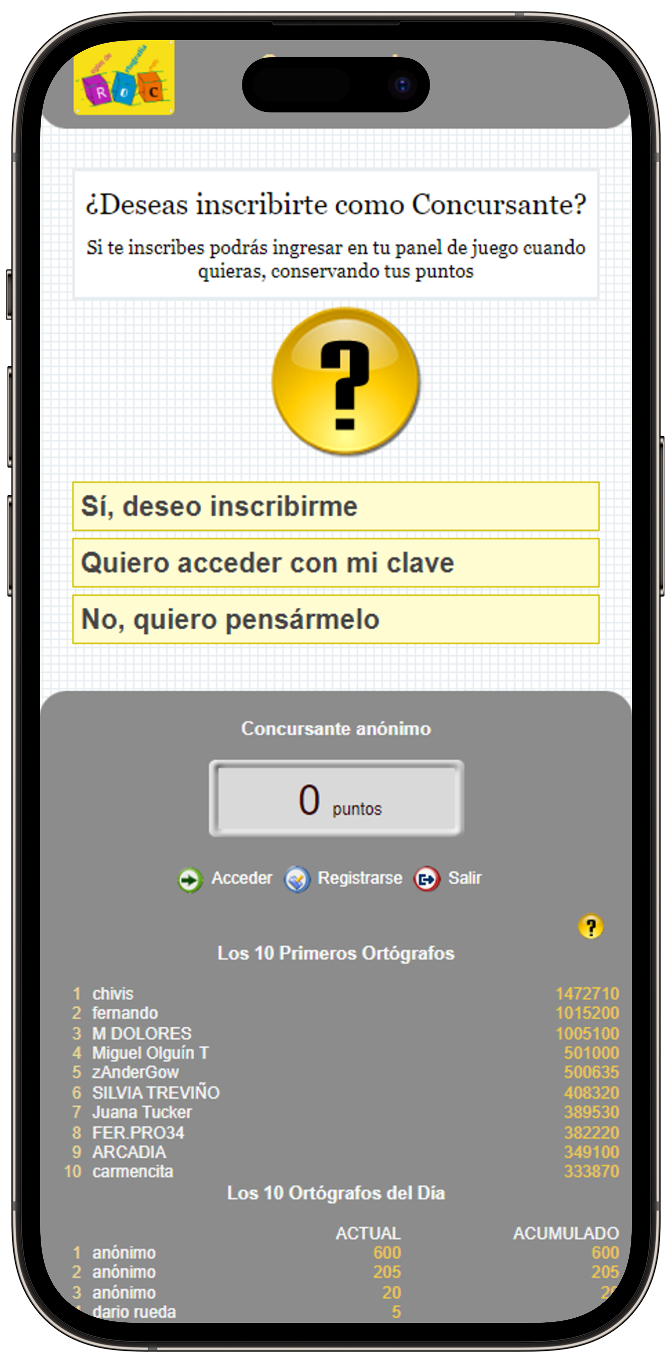 App Concurso de Ortografía (iOS)